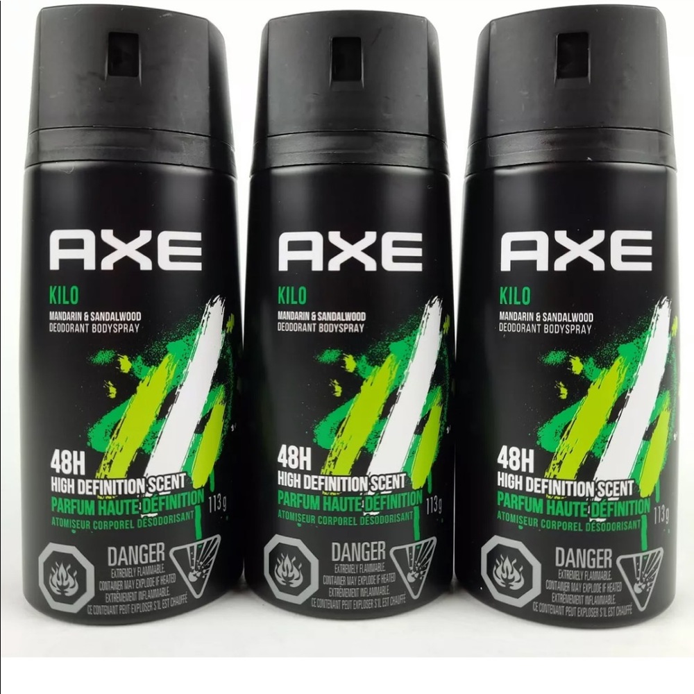 3pk AXE kilo deodorant body spray 4oz long lasting
